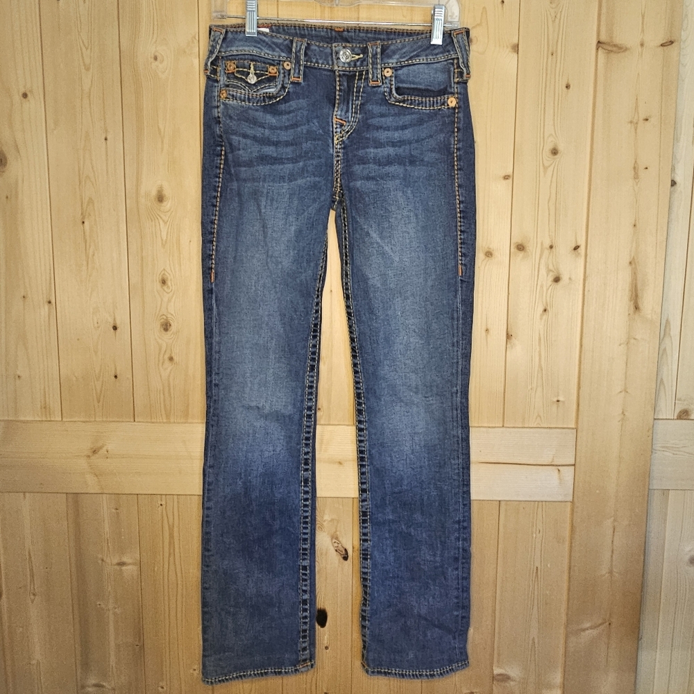 Size 27 True Religion 'Billie' Mid-Rise Straight Jeans